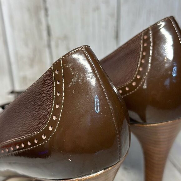 Marc Fisher Mfvica Patent Leather Stiletto Platform Heels Open Toe Women size 8 - Picture 7 of 12